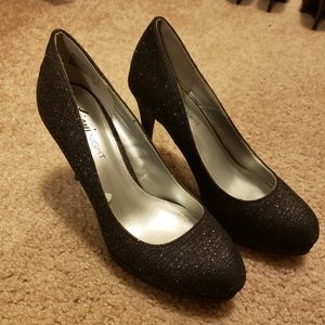 Black Glitter Heels